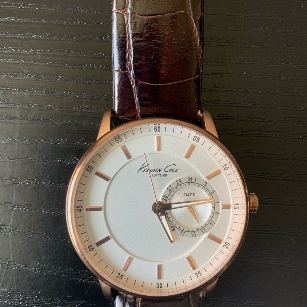 Kenneth Cole Rose Gold and Brown Leather Watch